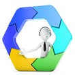 3d man with arrow hexagon