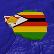 Zimbabwe map flag in abstract ocean illustration