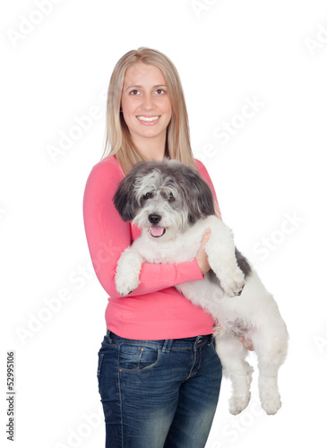 Photo: Attractive woman with her dog Attractive woman with her dog