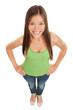 Photo: Cheerful smiling young woman in jeans Cheerful smiling young woman in jeans