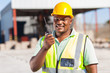builder talking on radio