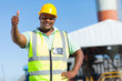 african construction worker giving thumb up