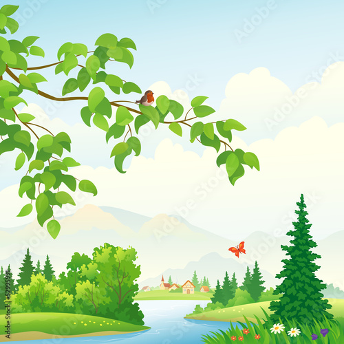 Vector: Mountain scenic Mountain scenic