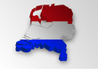 Three dimensional map of Dutch in flag colors