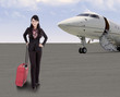 Businesswoman travelling with airplane
