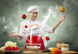 Photo: Asian female cooking with magic Asian female cooking with magic