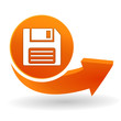 disquette sur bouton web orange