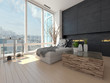 Modern Design living room with cityscape view