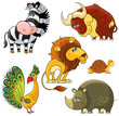 African wild cartoon animals characters set