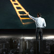 Photo: Businessman drawing ladder Businessman drawing ladder