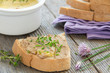 Homemade chicken liver pate with butter.