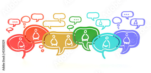 Illustration: Network of ideas from different people (3d) Network of ideas from different people (3d)