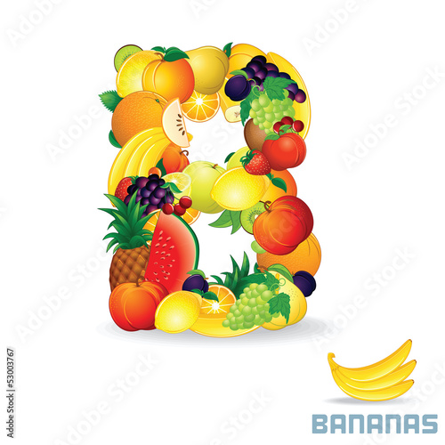 Illustration: Alphabet From Fruit. Letter B Alphabet From Fruit. Letter B