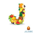Illustration: Alphabet From Fruit. Letter J Alphabet From Fruit. Letter J