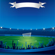 Illustration: Soccer Stadium with Fans Crowd Soccer Stadium with Fans Crowd