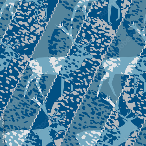 Vector: Blue buck deer motif seasonal swatch Blue buck deer motif seasonal swatch