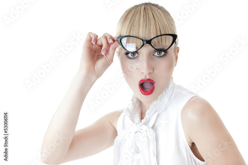 Photo: Business woman surprised face expression Business woman surprised face expression