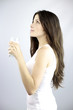 Pure image of beautiful model with glass of milk