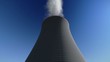 Flying over a tower of nuclear power