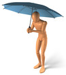 Figur unter Schirm