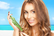 Photo: woman with green leaf woman with green leaf
