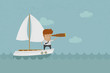 Business man sailing and  looking future , eps10 vector format