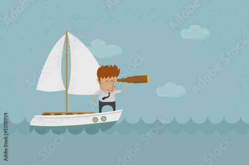 Vector: Business man sailing and looking future , eps10 vector format Business man sailing and looking future , eps10 vector format