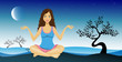 Cute woman meditating and exercising yoga