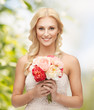 woman with bouquet of flowers