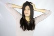 Woman suffering strong pain because of headache and migraine