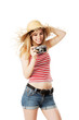 Blonde Girl Looking To Her Cam...