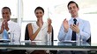 Video: Business people applauding in office Business people applauding in office