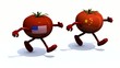 Chinese and American tomato that run, 3d animation loop