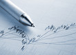 Stock market graph with pen