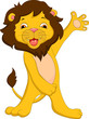 cute lion cartoon waving