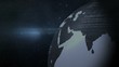 Grey earth in the dark with scrolling text