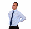 Fatigue adult man with back pain