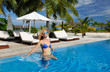 Woman at poolside