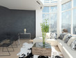 Illustration: Modern Design living room with cityscape view Modern Design living room with cityscape view