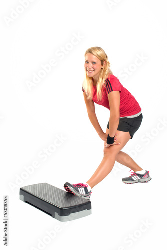 Photo: Frau auf Fitnessboard Frau auf Fitnessboard