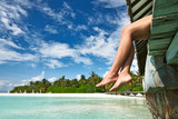 Woman at beach jetty