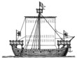 Old sailboat at sea