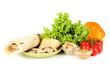 Ingredients for cooking kebab, isolated on white