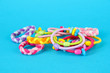 Scrunchies  on a blue background
