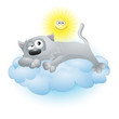 cartoon cat lying on a cloud