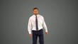 Businessman walking towards camera and shouting angrily