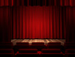 red fabric curtain on stage