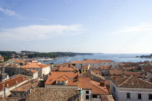 Photo: Panoramic view of down town Porec from the basilica tower, Istra Panoramic view of down town Porec from the basilica tower, Istra