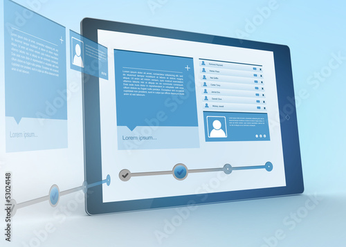 Photo: Digital tablet projecting social media profile Digital tablet projecting social media profile