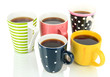 Many cups of coffee isolated on white